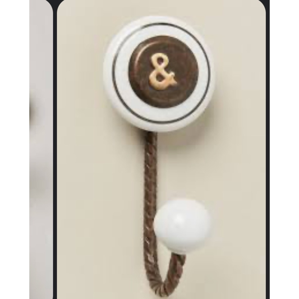 Anthropologie Cachet Monogram Towel Hook Letter “K” - Picture 3 of 8